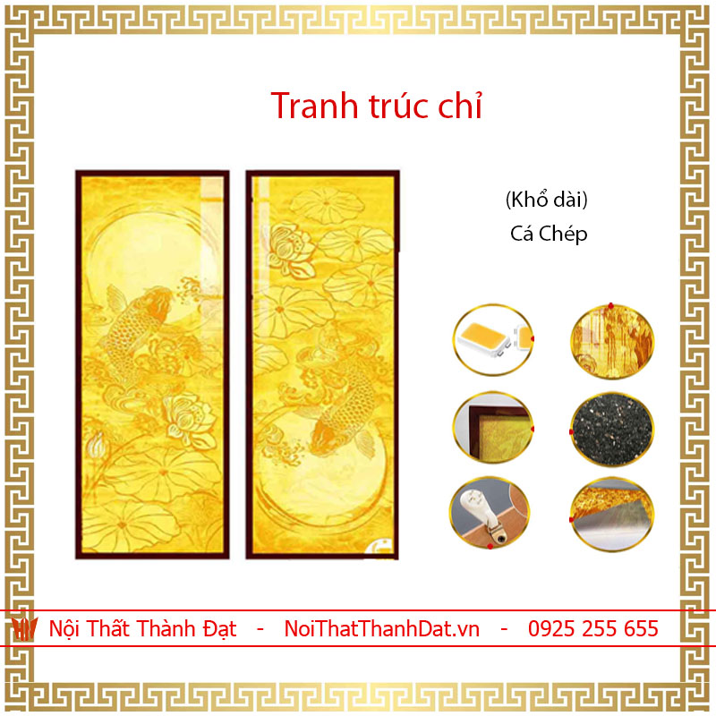 Tranh Trúc Chỉ chữ Tâm khổ dài